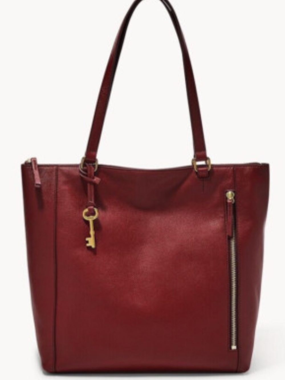 Fossil Tara Dark Red Leather Shopper